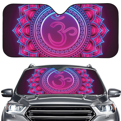 Purple And Teal Om Mandala Print Car Windshield Sun Shade