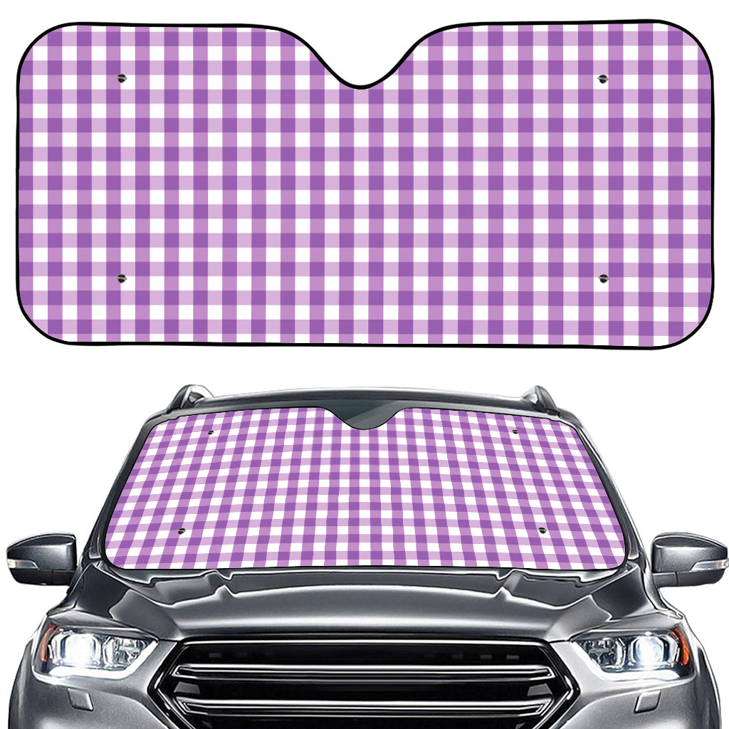 Purple And White Check Pattern Print Car Windshield Sun Shade