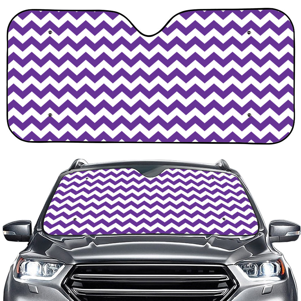 Purple And White Chevron Pattern Print Car Windshield Sun Shade