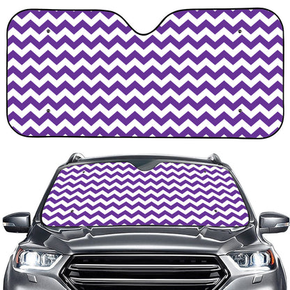 Purple And White Chevron Pattern Print Car Windshield Sun Shade