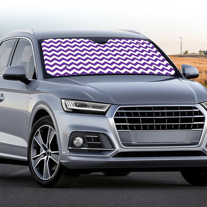 Purple And White Chevron Pattern Print Car Windshield Sun Shade