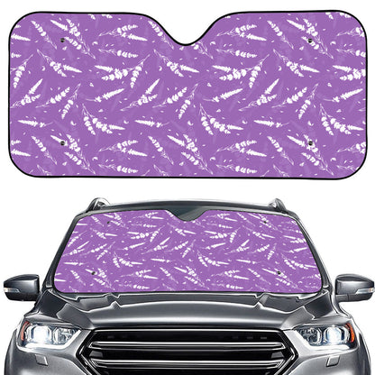 Purple And White Lavender Pattern Print Car Windshield Sun Shade