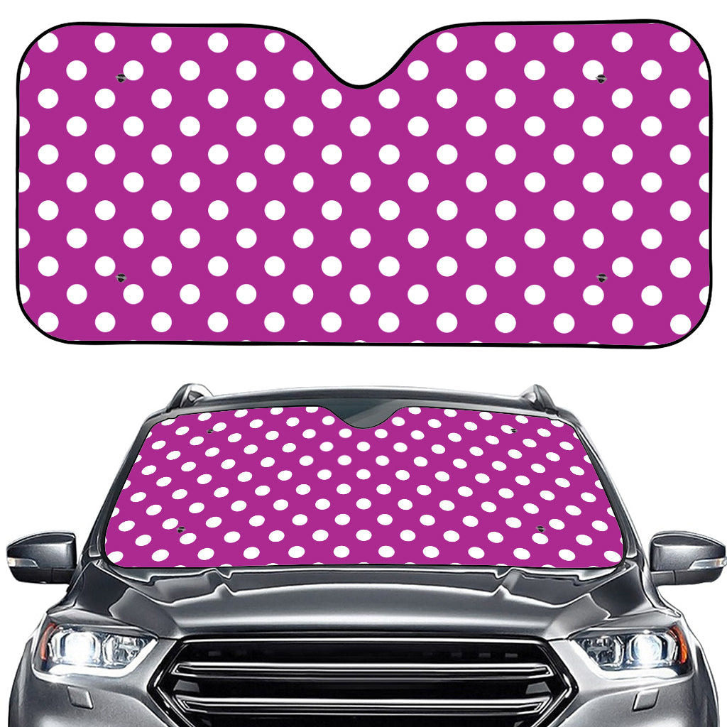 Purple And White Polka Dot Pattern Print Car Windshield Sun Shade