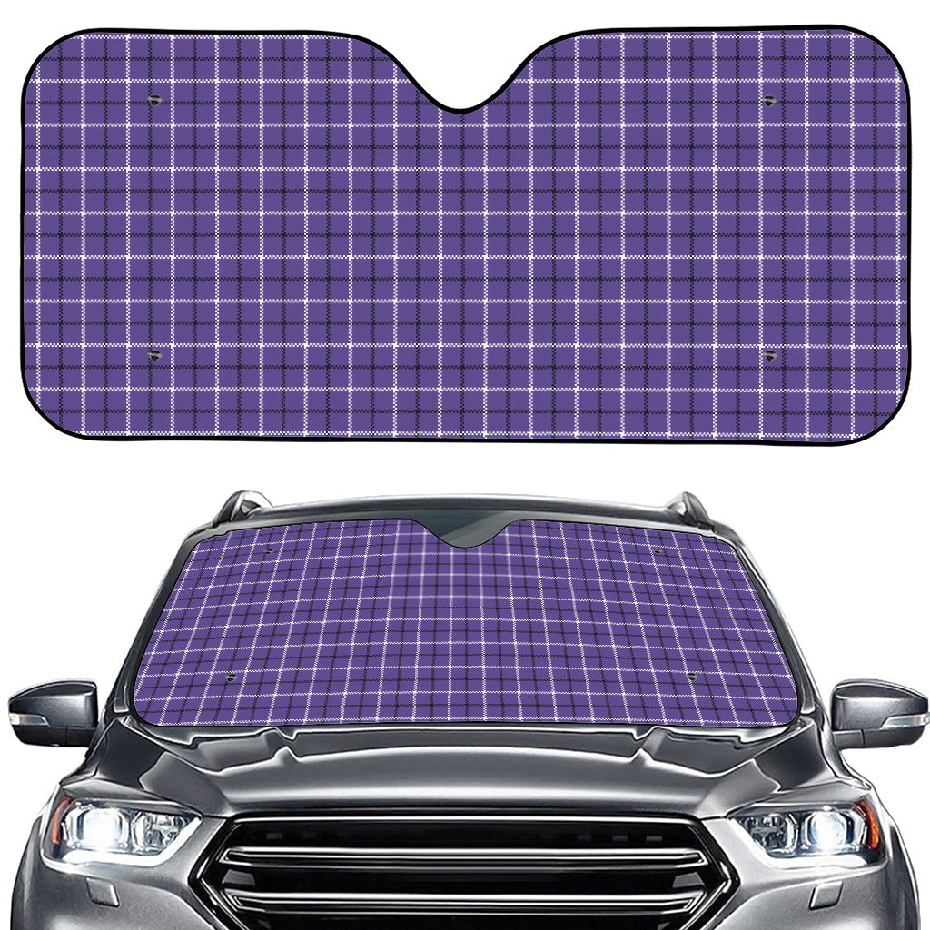 Purple And White Tattersall Print Car Windshield Sun Shade