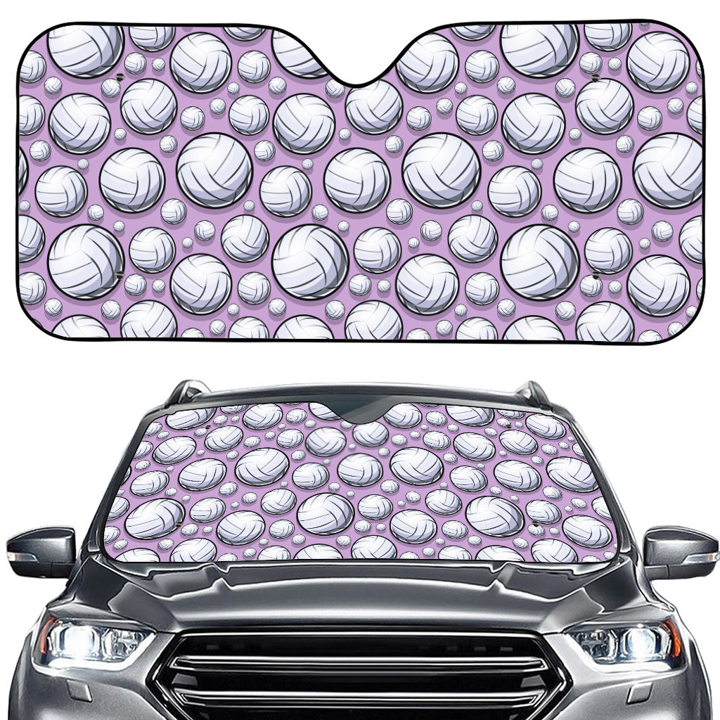 Purple And White Volleyball Print Car Windshield Sun Shade
