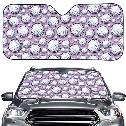 Purple And White Volleyball Print Car Windshield Sun Shade