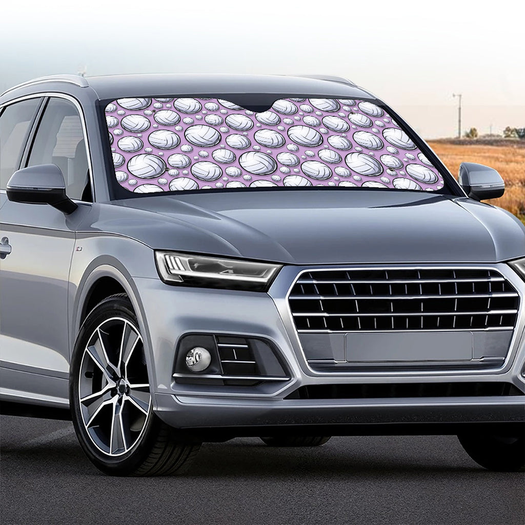 Purple And White Volleyball Print Car Windshield Sun Shade