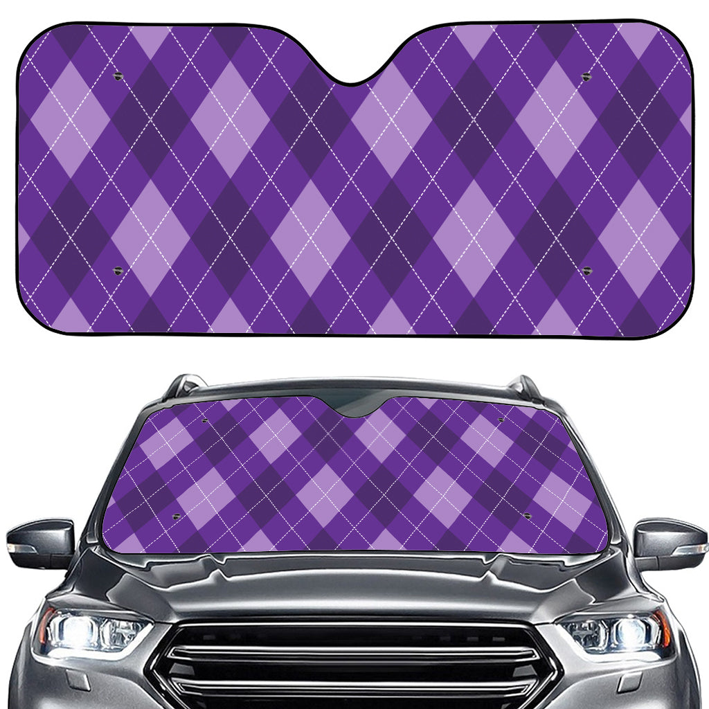 Purple Argyle Pattern Print Car Windshield Sun Shade