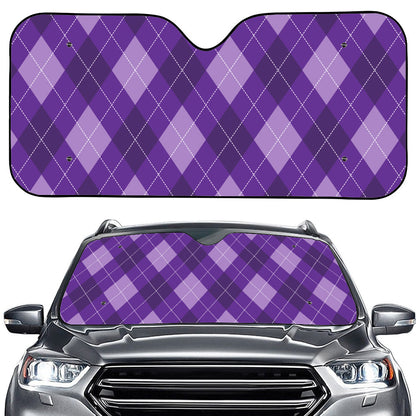 Purple Argyle Pattern Print Car Windshield Sun Shade