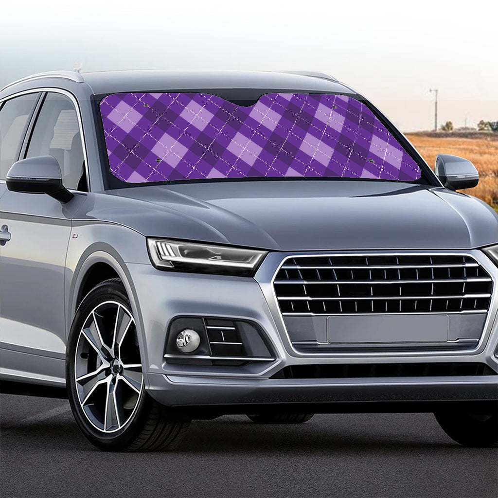 Purple Argyle Pattern Print Car Windshield Sun Shade