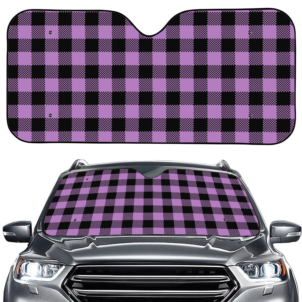 Purple Buffalo Plaid Print Car Windshield Sun Shade