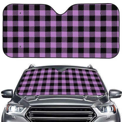 Purple Buffalo Plaid Print Car Windshield Sun Shade