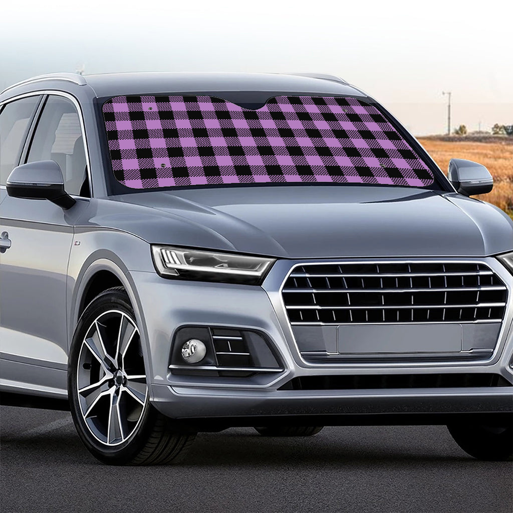Purple Buffalo Plaid Print Car Windshield Sun Shade