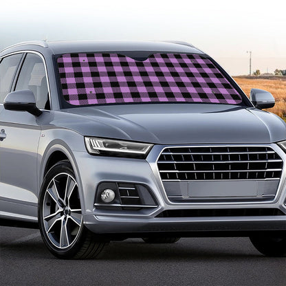 Purple Buffalo Plaid Print Car Windshield Sun Shade