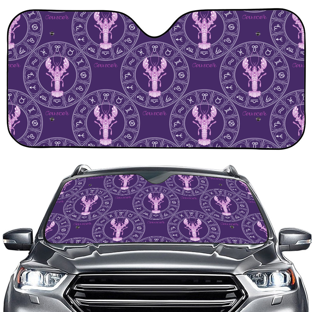 Purple Cancer Zodiac Pattern Print Car Windshield Sun Shade