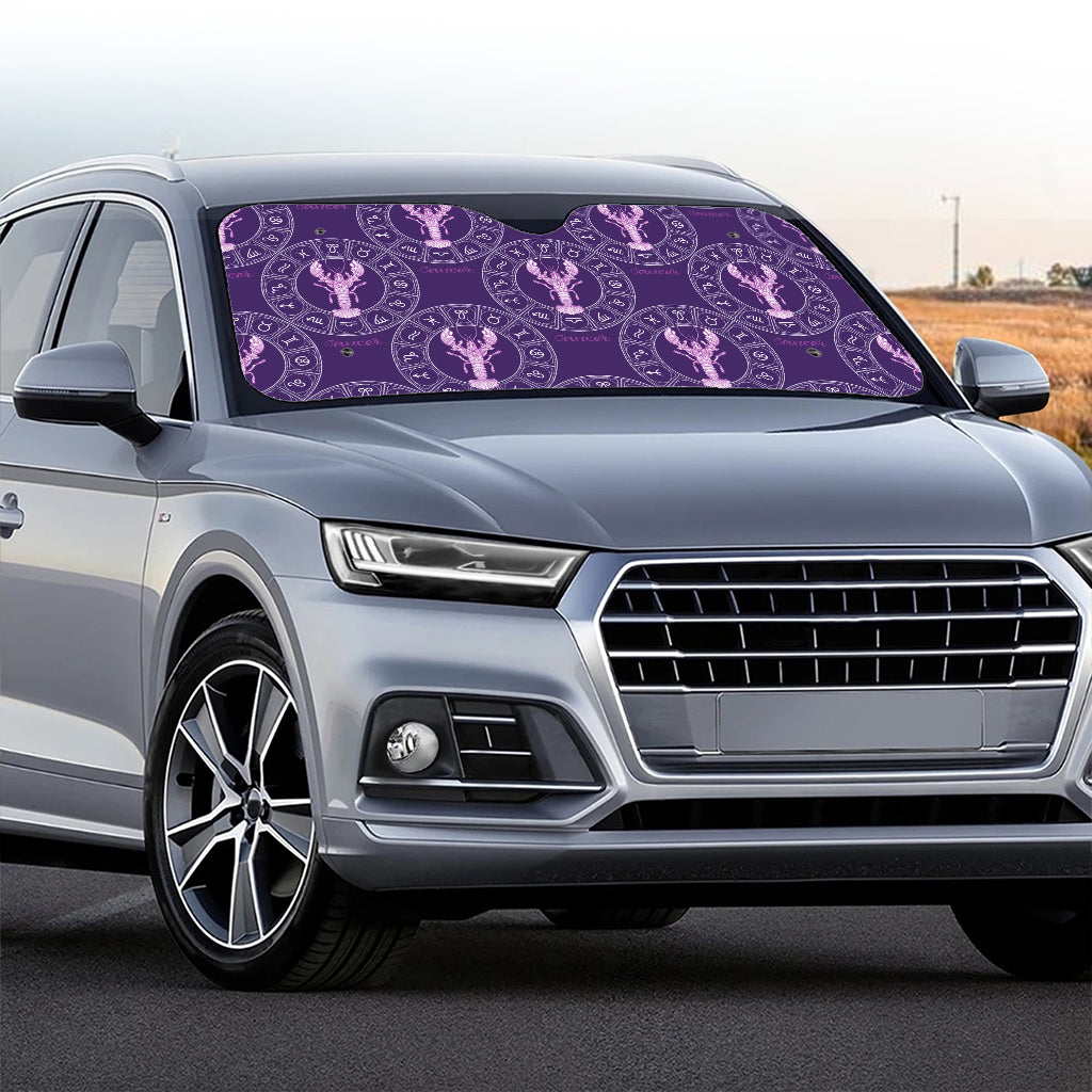 Purple Cancer Zodiac Pattern Print Car Windshield Sun Shade