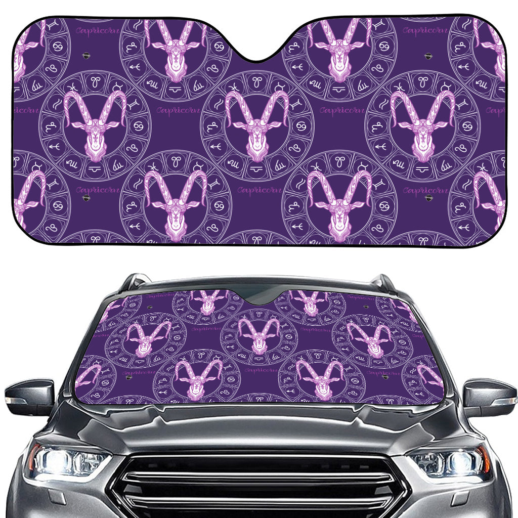 Purple Capricorn Zodiac Pattern Print Car Windshield Sun Shade
