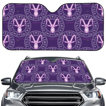 Purple Capricorn Zodiac Pattern Print Car Windshield Sun Shade