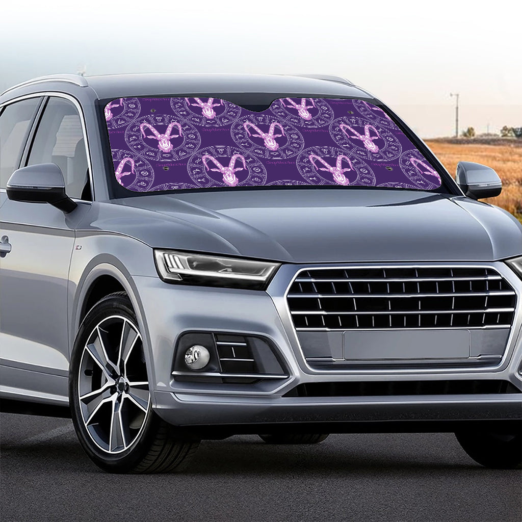 Purple Capricorn Zodiac Pattern Print Car Windshield Sun Shade