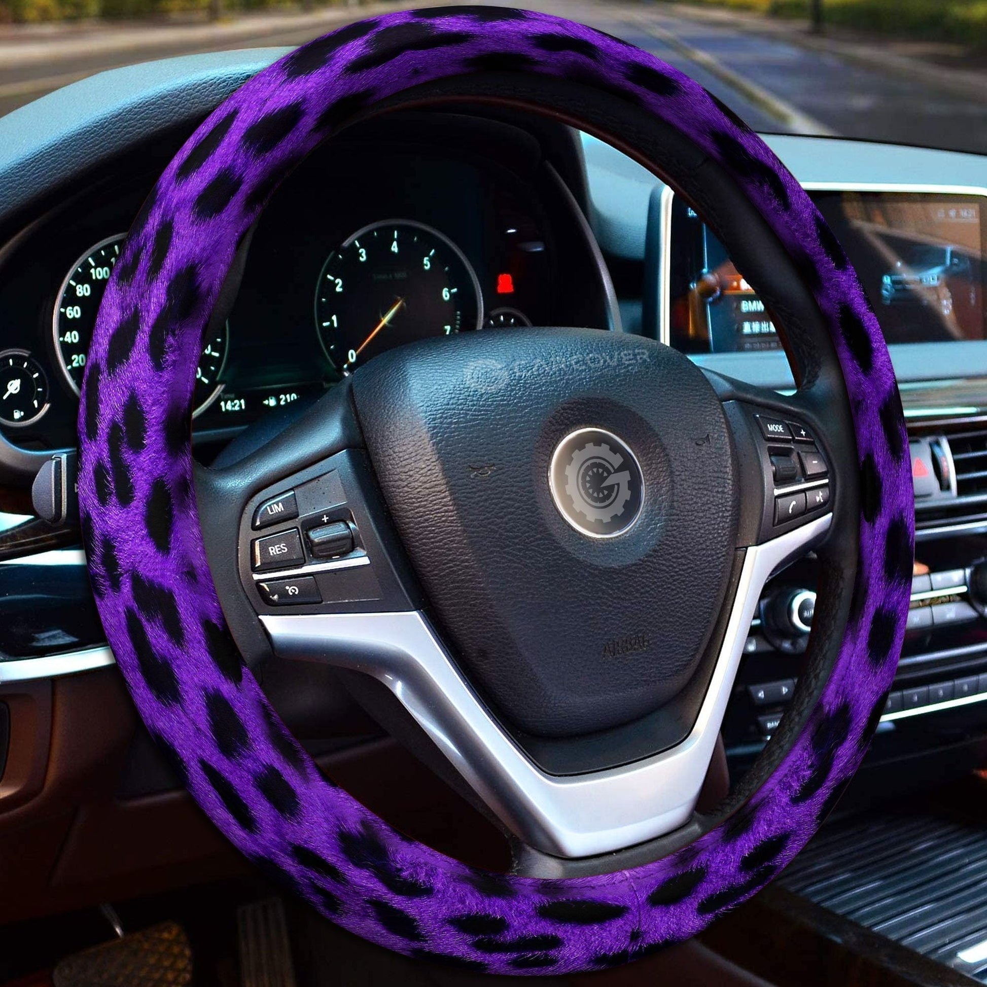 Purple Cheetah Skin Steering Wheel Cover Custom Printed Car Accessories