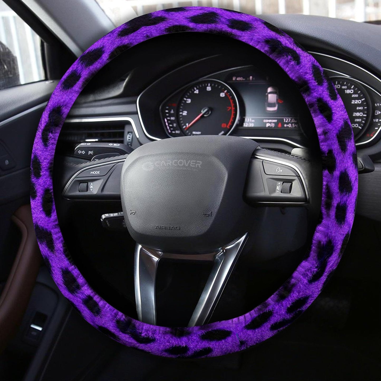 Purple Cheetah Skin Steering Wheel Cover Custom Printed Car Accessories