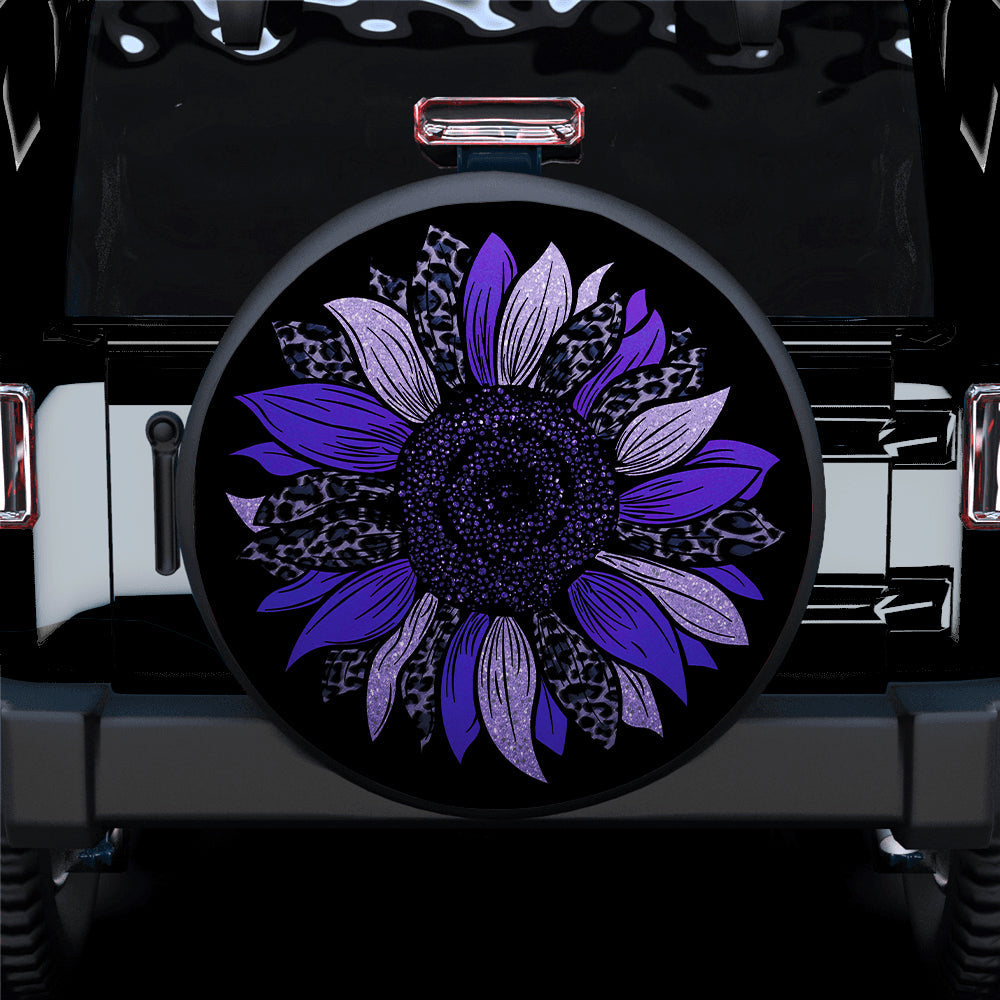 Purple Cheetah Sunflower Jeep Car Spare Tire Cover