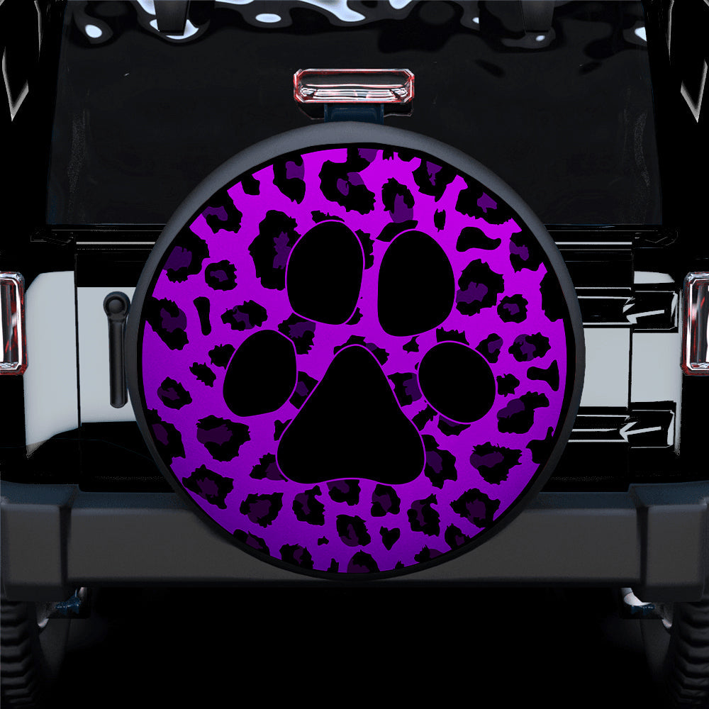 Purple Cute Dog Paw Cheetah Leopard Jaguar Pattern Jeep Car Spare Tire Cover