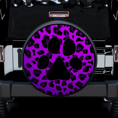 Purple Cute Dog Paw Cheetah Leopard Jaguar Pattern Jeep Car Spare Tire Cover