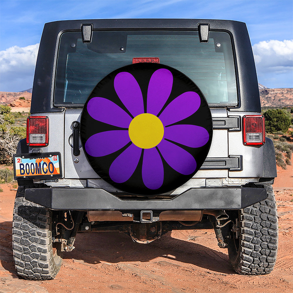Purple Daisy Flower Jeep Car Spare Tire Cover