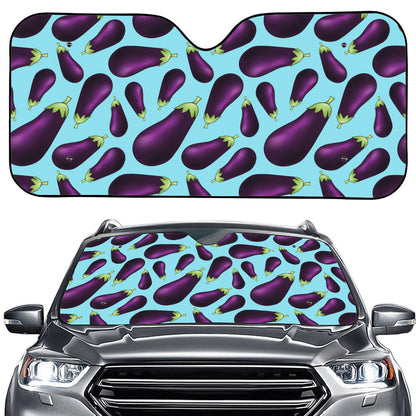 Purple Eggplant Pattern Print Car Windshield Sun Shade