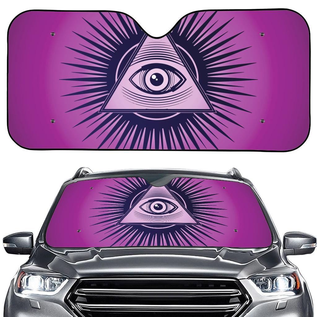 Purple Eye of Providence Print Car Windshield Sun Shade