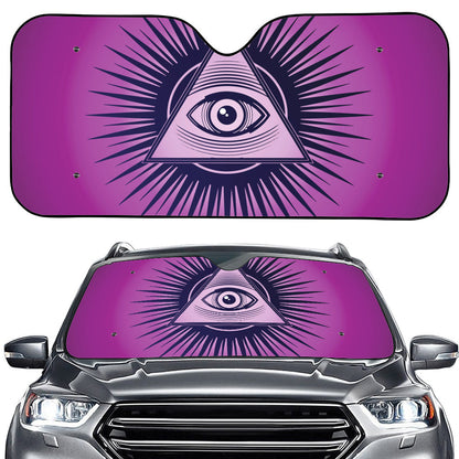 Purple Eye of Providence Print Car Windshield Sun Shade