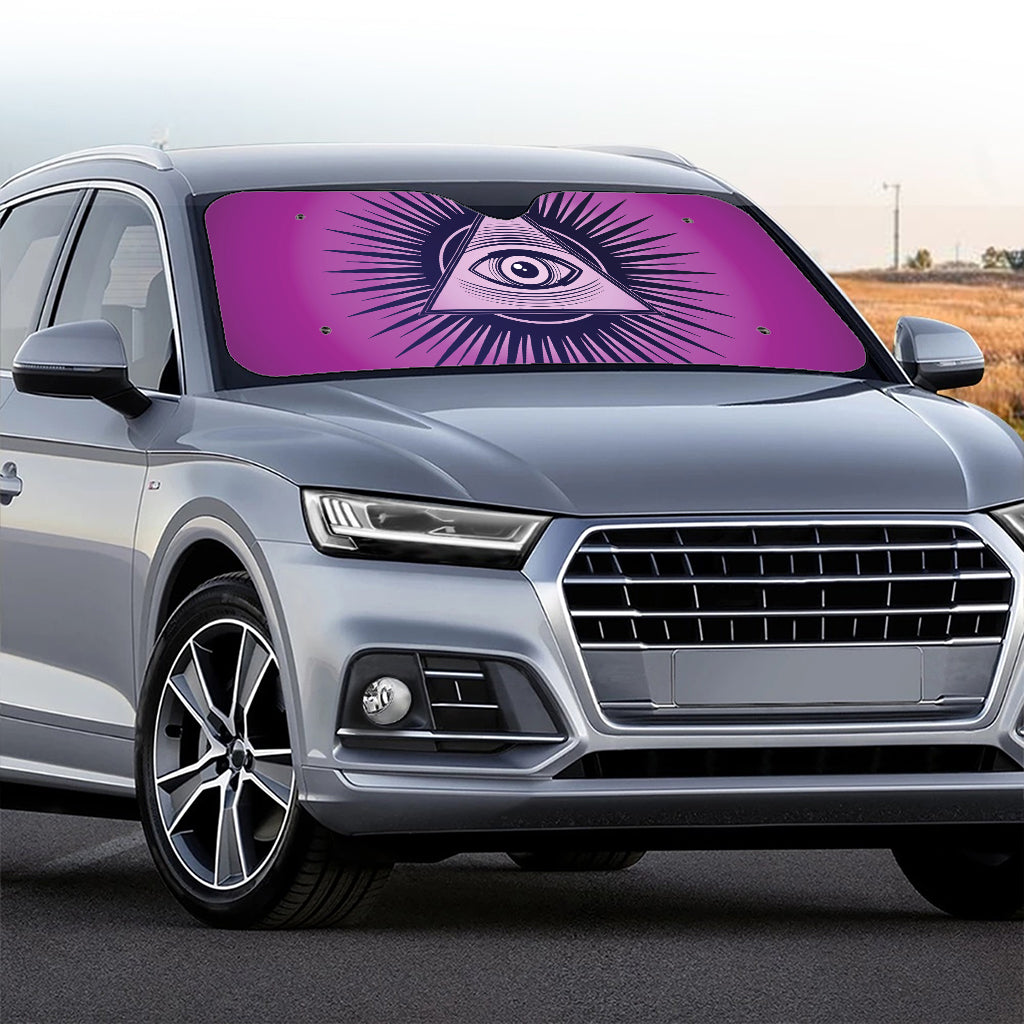 Purple Eye of Providence Print Car Windshield Sun Shade