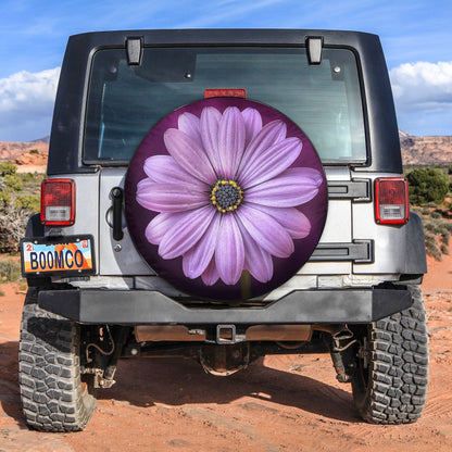 Purple Flower Spare Tire Cover