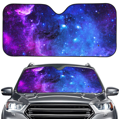 Purple Galaxy Space Blue Starfield Print Car Windshield Sun Shade