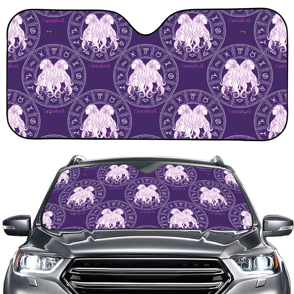 Purple Gemini Zodiac Pattern Print Car Windshield Sun Shade