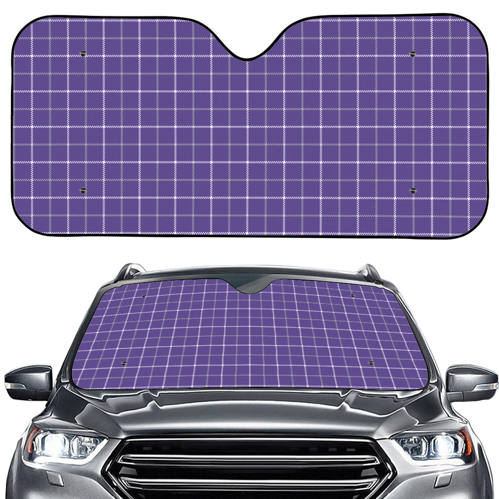 Purple Grey And White Tattersall Print Car Windshield Sun Shade
