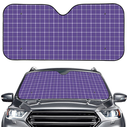 Purple Grey And White Tattersall Print Car Windshield Sun Shade