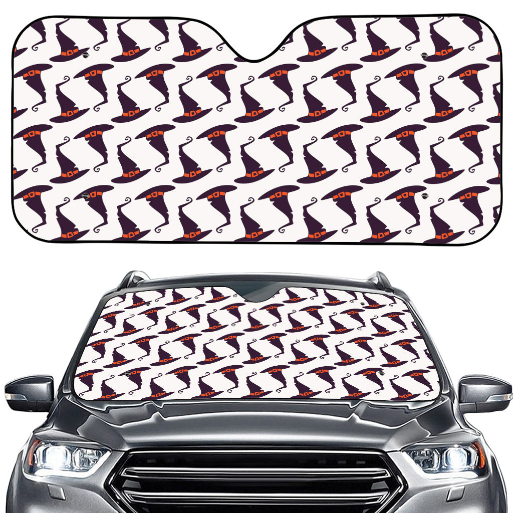 Purple Halloween Witch Hat Pattern Print Car Windshield Sun Shade