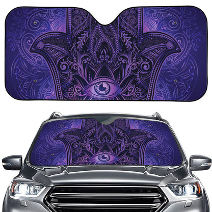 Purple Hamsa Hand Print Car Windshield Sun Shade