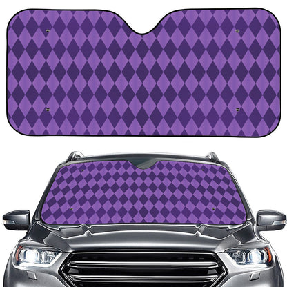 Purple Harlequin Pattern Print Car Windshield Sun Shade