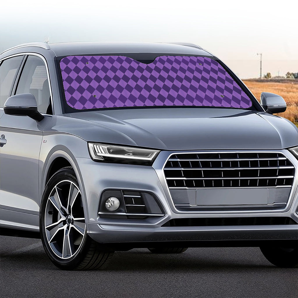 Purple Harlequin Pattern Print Car Windshield Sun Shade