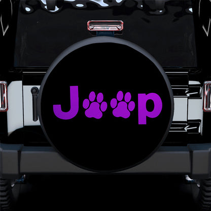 Purple Jeep Side Fender Dog Paws Car Spare Tire Cover