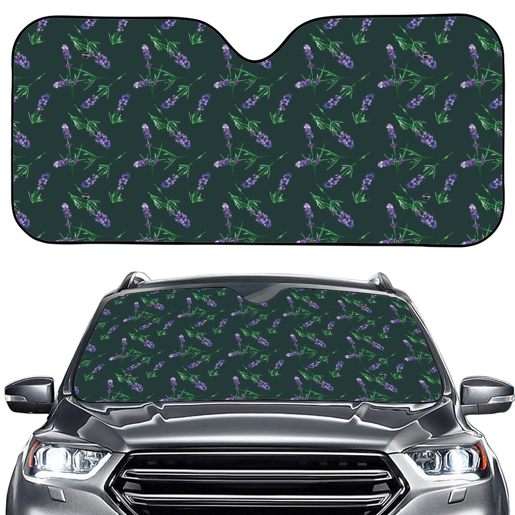 Purple Lavender Pattern Print Car Windshield Sun Shade
