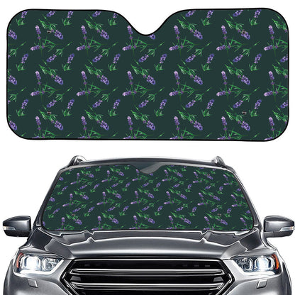 Purple Lavender Pattern Print Car Windshield Sun Shade