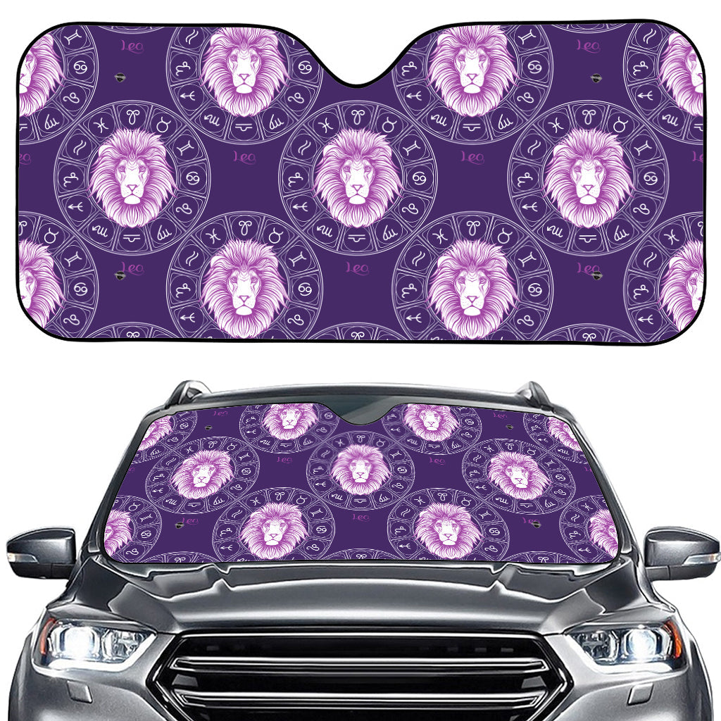 Purple Leo Zodiac Pattern Print Car Windshield Sun Shade