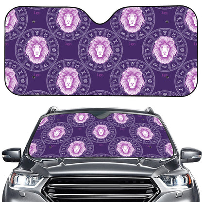 Purple Leo Zodiac Pattern Print Car Windshield Sun Shade
