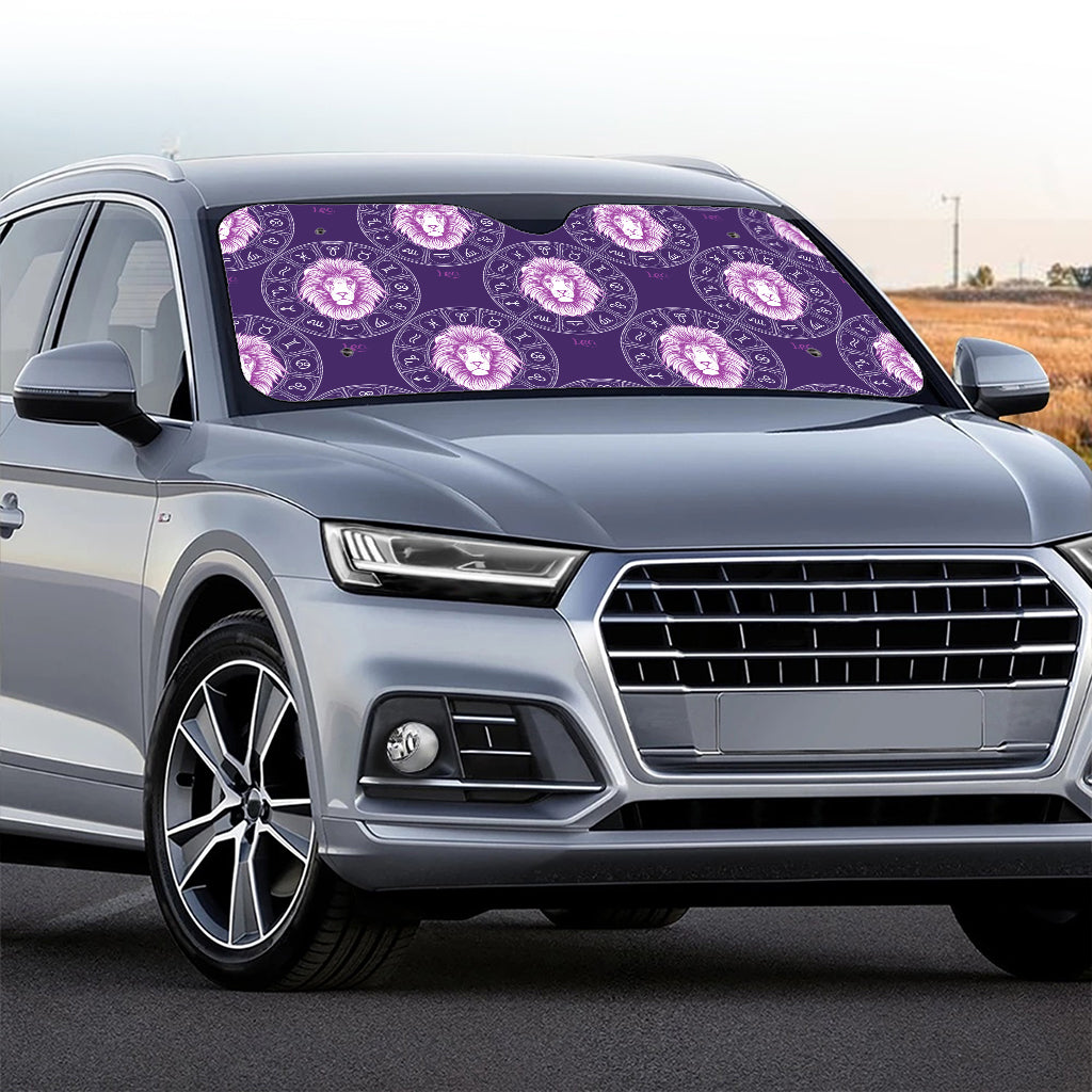 Purple Leo Zodiac Pattern Print Car Windshield Sun Shade