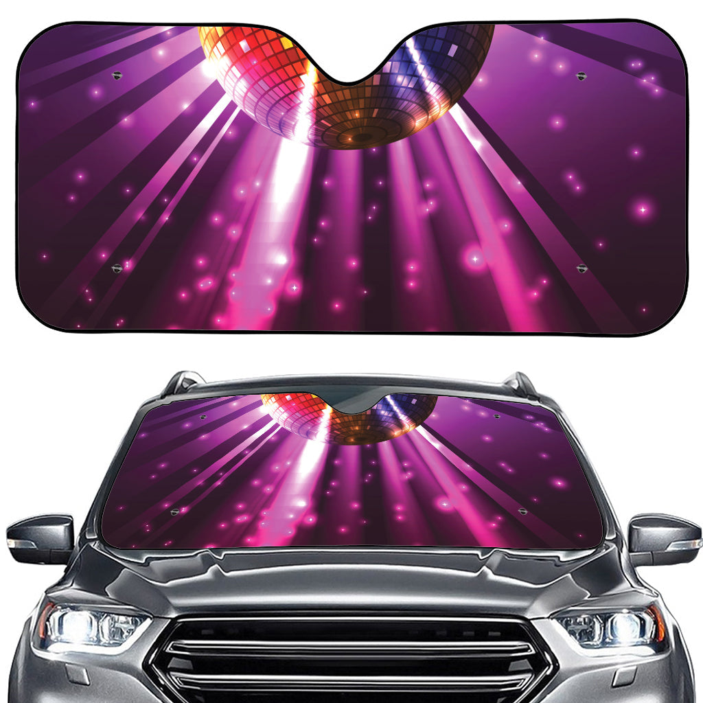 Purple Light Disco Ball Print Car Windshield Sun Shade