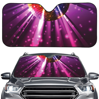 Purple Light Disco Ball Print Car Windshield Sun Shade